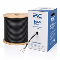 Kabel LAN Tembaga Murni Berpelindung Ganda Cat7 305M OEM Kustom, Kinerja Tinggi 4 Pasang, Kabel Komputer Massal