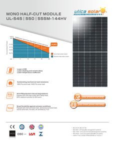 <span class=keywords><strong>Ulica</strong></span> 550W P-tipo pannello solare monocristallino miglior prezzo ad alta efficienza modulo 5450W con tecnologia PERC e mezza cella - Product Image 3