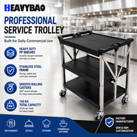 Troli Dapur Multifungsi Heavybao 3 Rak, Kereta Pengangkut Makanan & Minuman, Peralatan Layanan Bar & Katering