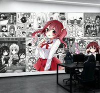 Peintures murales de dessins animés anime, papier peint mural 3D rose pour chambre de fille