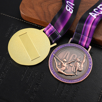 Médaille de sport en métal personnalisée en usine, alliage de zinc, or, bronze, avec gaufrage 3D, motif danseur, fabricant de médailles de gymnastique