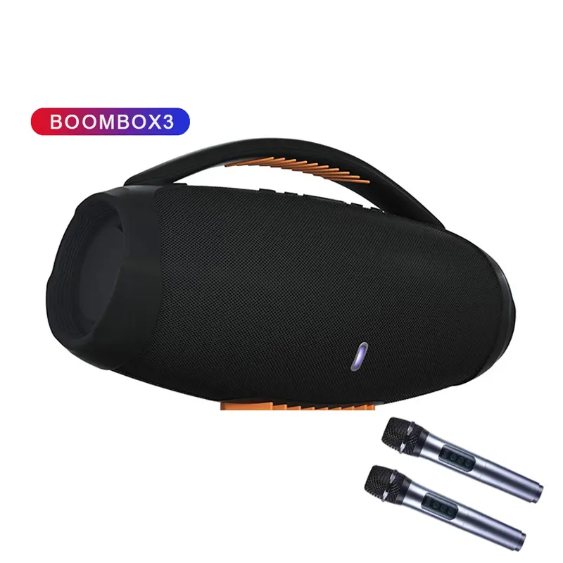 Yeni BOOMS BOX3K taşınabilir Boom Box 3 Stereo kablosuz su geçirmez Bluetooth Boombox 3 hoparlör ile Led ışık