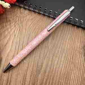 Stylo bille en métal à pression en cuir pailleté, multicolore, pour filles, garçons, mariages, promotionnel, vente en gros, cadeau, fournitures de bureau - Product Image 2