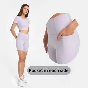 Pantalones Cortos Deportivos Eyun de Cintura Alta para Yoga, Correr y Ciclismo, con Bolsillos, para <span class=keywords><strong>Mujer</strong></span> - Product Image 5