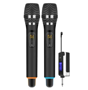 T UHF doppio canale portatile Wireless Karaoke microfono Micro eco Treble bassi regolare 2 canali Home UHF microfoni
