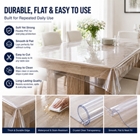 Nappe transparente en PVC YJ, couverture de table en plastique transparent, protection de table en vinyle pour aliments et plantes, qualité alimentaire, export