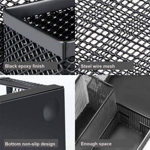 Wholesale Metal Desk Organizers Office Supplies Pencil Holder Sliding <b>Drawer</b> Mesh Desktop Organizer with <b>6</b> Compartments - Product Image 2