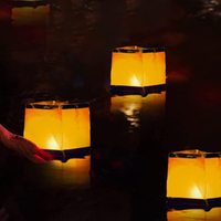 Lampu Lentera Kertas Cina Persegi untuk Doa, Mengapung di Sungai, Lampu Lilin Kertas Mengapung di Danau atau Sungai, Lentera Air Mengapung