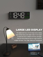 Horloge murale numérique électrique 16 pouces, grande horloge avec alarme, télécommande, température, double alarme, horloge LED lumineuse, design moderne
