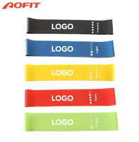Aofit Ensemble de 5 Bandes de Résistance Mini-Boucle TPE Personnalisées pour Exercice, Fitness, Fessiers, Hanches et Yoga