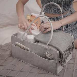Nursery Basket-Baby Diaper Caddy Organizer for <b>Changing</b> Table-Portable Holder <b>Tote</b> <b>Bag</b>-Car Organizer with Removable Divider - Product Image 4
