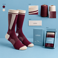 Chaussettes de compression graduée Light Run pour mollets, couleur bordeaux crème, en Spandex et Nylon, avec maintien de la cheville et ajustement du bout du pied