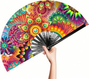 Customized <b>Large</b> Bamboo Clack Custom <b>Large</b> Rave <b>Fan</b> for Party Gift Custom Printed Bamboo <b>Large</b> Hand Folding <b>Fan</b> - Product Image 4