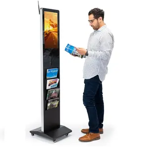 Écran tactile exposition centre commercial brochure étagère supports kiosque numérique autoportant écran publicitaire signalisation numérique et d