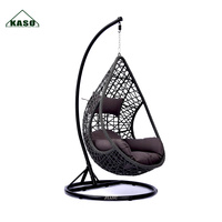 Balançoires de jardin Patio meubles d'extérieur auvent pliant suspendu acrylique support bois oeuf chaise balançoire noir