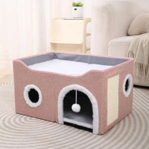 <span class=keywords><strong>Lit</strong></span> <span class=keywords><strong>tipi</strong></span> chat moderne portable <span class=keywords><strong>avec</strong></span> plusieurs niveaux ensemble de meubles de chat pliables en tissu pour usage domestique pour les meubles de salon - Product Image 2