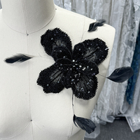 GCW-DH020 plus récent strass perle perlée Sequin 3D fleur patchs broderie dentelle Applique pour robe de mariée