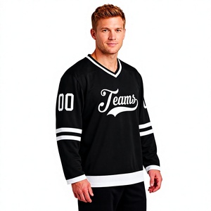 Custom Ice Hockey Jersey Men's V <b>Neck</b> Full Sleeve Teams Logo Printed 100% Polyester Breathable Regular Fit Adult Apparel - Product Image 1