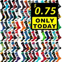 Großhandel Hochwertige 200 Nadeln Voll Baumwolle Jacquard Kleid Socken Bunte Festival Crazy Funny Frauen Männer Crew Happy Socks