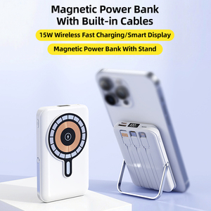 พาวเวอร์แบงค์แม่เหล็ก PD 22.5W 10000mAh 15W ชาร์จเร็วแบบไร้สาย Type C สำหรับโทรศัพท์มือถือ พร้อมสายชาร์จในตัว 3 เส้น และที่วางโทรศัพท์ - Product Image 2