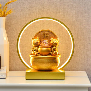 Ornement en résine à eau courante, décoration de bureau moderne minimaliste avec cygnes dorés, style Feng Shui - Product Image 3