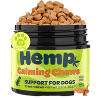 Friandises à mâcher apaisantes pour chiens avec mélange botanique de chanvre saveur bacon, pour la relaxation, le soutien anti-stress et le bien-être quotidien, 30 unités