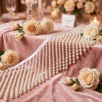 Bordure en dentelle perlée faite à la main, chaîne de perles, tissage de perles, bordure à pompons pour robe de mariée, accessoires de vêtements DIY