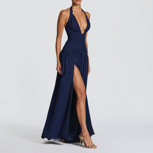Ropa de Mujer al por Mayor, Vestido de Color Sólido <span class=keywords><strong>para</strong></span> Mujer, Nuevo Modelo 2026, Sexy, Cuello en V, Plisado, Ajustado, Elegante, Romántico, <span class=keywords><strong>para</strong></span> Fiesta - Product Image 3