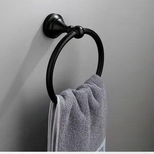 Factory delivery bathroom towel ring and rods black gold color toilet paper holder hand towel ring bathroom accessories