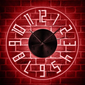 <b>LED</b> Light Up Wall Clock 24 Hour <b>Number</b> Display Modern Decorative Timepiece for Home Office Bar - Product Image 5