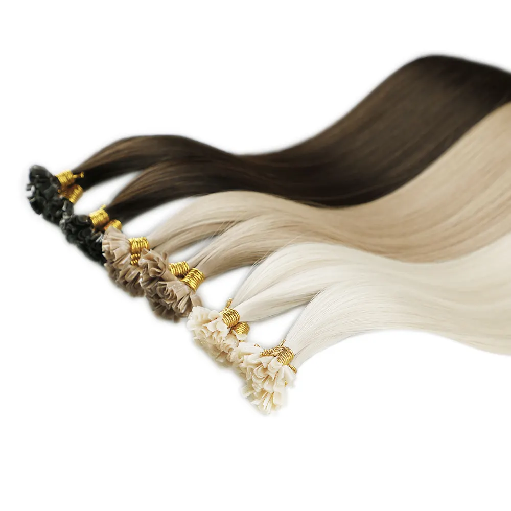 LeShine Keratin u Tip Hair Extension, Pre Bond Nail Tip Hot Sale Hair Human,Remy Virgin Prebonded Utip Hair Extensions