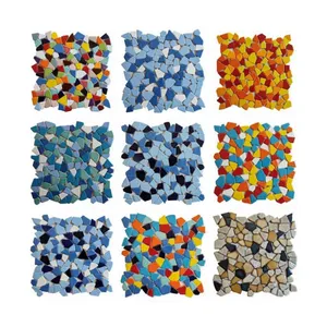 Mosaikfliesen blau und weiß gefärbte Keramik frei zerkleinerter Stein Mosaik Garten Schwimmen Wasser Fischbecken Hintergrundwand