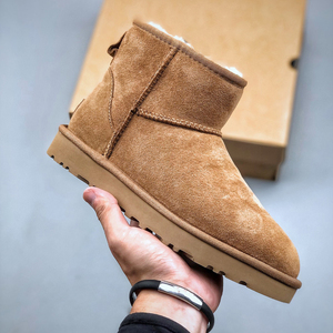 Bottes de neige d'hiver pour femmes, bottines en cuir suédé chaudes doublées de fourrure, antidérapantes, à semelle épaisse, pour temps froid - Product Image 5