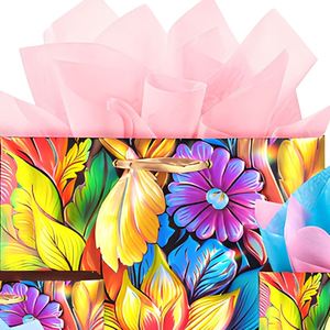 Colorful Floral Paper Gift Bags 6 Pack Assorted Party Favor Bags with <b>Tissue</b> Paper for <b>Wedding</b> Birthday Celebration - Product Image 5