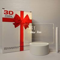 Offre Spéciale mignon 3D Illusion bricolage veilleuse créatifs effaçable blanc acrylique Led veilleuse 3D Illusion acrylique veilleuse