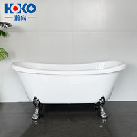 Baignoire autoportante en acrylique blanc de 1,7 m de conception européenne avec drain pour adultes, idéale pour les hôtels et salles de bain