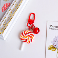 Porte-clés sucette arc-en-ciel créatif-Porte-clés alimentaire réaliste en forme de bonbon en argile polymère fait à la main pendentif en résine acrylique doux