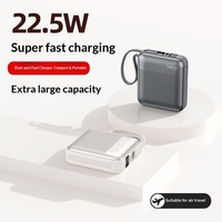 Mini batterie externe double port au lithium polymère 10 000/20 000 mAh 22,5 W à charge rapide avec cordon portable pour extérieur