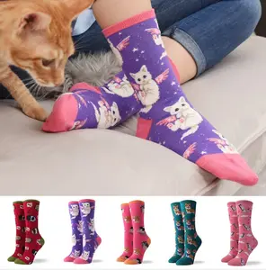 Calcetines Divertidos de Invierno con Dibujos Animados de Animales Antideslizantes para Mujer, Calcetines Cortos con Diseño de <span class=keywords><strong>Gato</strong></span> y Cerdo para Patinar - Product Image 3