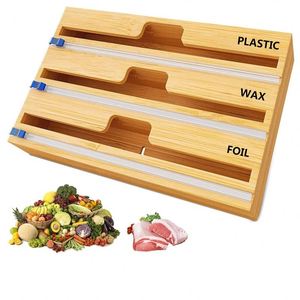 Kitchen Organizer Wrap Dispenser 3 in 1 Bamboo Wrap Dispenser with Cutter and Labels - Product Image 6