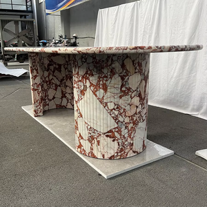 Thiết kế mới tùy chỉnh đồ nội thất bằng đá tự nhiên kết hợp bảng nhiều màu đá cẩm thạch bàn ăn cho khách sạn calacatta Đỏ - Product Image 3