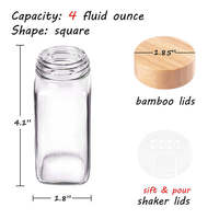 Accessoires de Cuisine Maison Gadget Épicier en Bois Pot à Épices en Verre Récipient de Stockage Ensemble de Pots à Épices avec Couvercle et Étiquettes