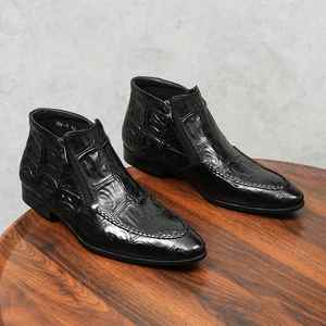 Botas Chelsea de Cuero Casuales Retro Personalizadas para Hombre, con Punta en Pico, Modernas, Ligeras para Invierno - Product Image 6