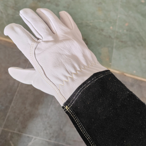 Gants de <span class=keywords><strong>soudeur</strong></span> en cuir de chèvre blanc, résistants au feu, antidérapants, respirants, pour soudage à l'arc à l'argon - Product Image 3