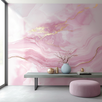 Papier peint rose et or Papier peint marbré en gros Décoration murale de salon