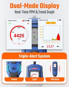 Prob ile gaz kaçak dedektörü tespit aralığı 0-10000 PPM Data3 türleri Alarm doğal gaz dedektörü propan metan endüstriyel ev - Product Image 4