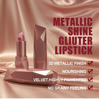 Rouge à lèvres Prime Fulfillment Diamond Shimmer, étui rose doré facetté, crayon haute brillance pour l'exportation en volume contrôlé