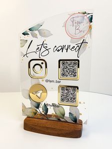 Custom Card Holder Multi <strong>QR</strong> <strong>Code</strong> Sign Payment Social Media Beauty Business Salon 3D Logos 3 in 1 Logo Social Sign 2 <strong>QR</strong> <strong>Codes</strong> - Product Image 6