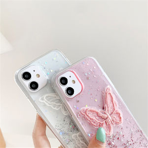 Étui papillon en dentelle pour <span class=keywords><strong>iPhone</strong></span> 16 15 14 13 12 <span class=keywords><strong>11</strong></span> Pro Max Mini XR XS Max Fashion Pink Glitter Back Cover Conque - Product Image 5