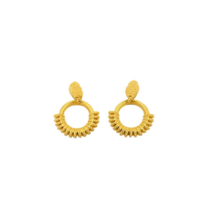 Boucles d'oreilles vintage à double couche en acier inoxydable plaqué or, bijoux de mode unisexe - Product Image 2